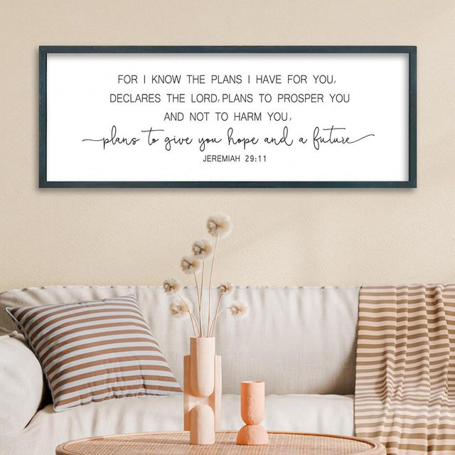FZMHASLWW Jeremiah 29:11 Wall Art 32"x12" Christian Wood Plaque I Know The Plans Bible Verse Sign for Home Decor (Black)