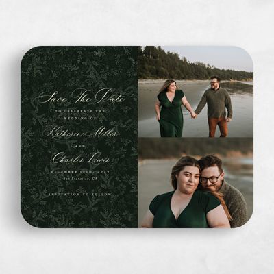 Green Rounded Wedding Save the Date - Emma Multiphoto