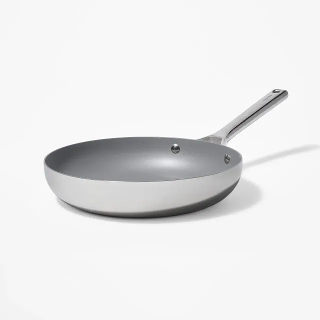 10" Nonstick Stainless Steel Fry Pan Silver - Figmint™: Ceramic Nonstick, Induction & Oven Safe, Dishwasher-Safe
