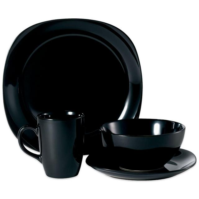 Thomson Pottery Quadro 16-Piece Dinnerware Set in Black