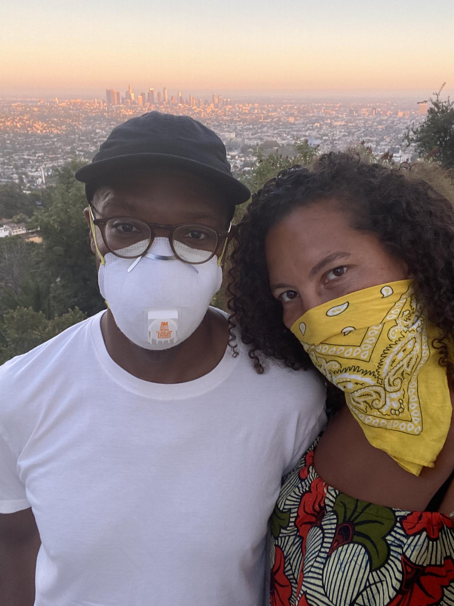Taking photos of the deer and snapping selfies at Griffith Observatory in LA