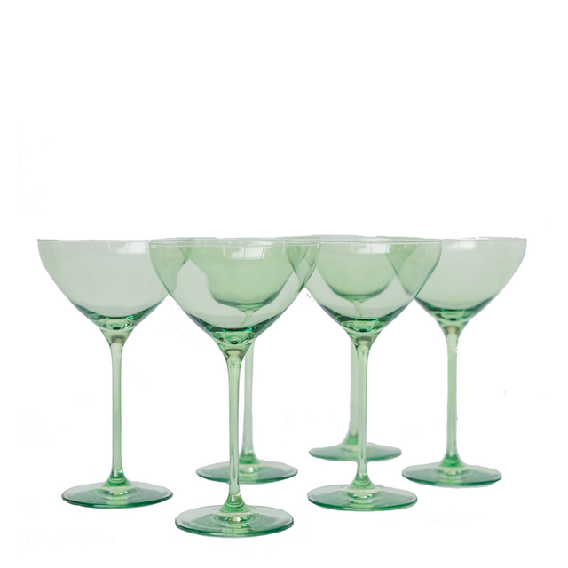 Estelle Colored Martini Glass in Mint Green, Set of 6