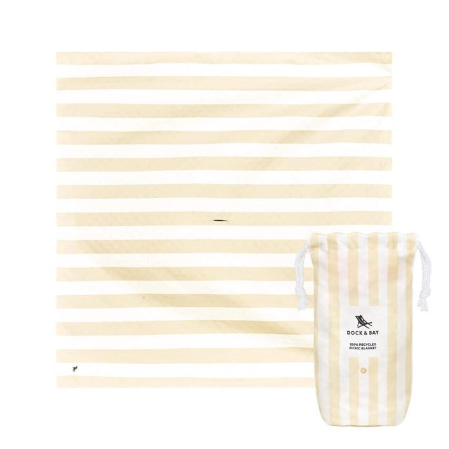 Dock & Bay Picnic Blanket - Quick Dry & Water Resistant - 100% Recycled Materials - Large (66x66) - Bora Bora Beige