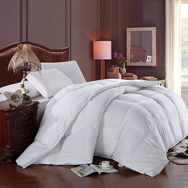 Royal Hotel Light Hypoallergenic Queen Size Down Comforter Duvet Insert, 600 Fill Power 100% Cotton Shell Down Proof Insert Comforter with Corner tabs
