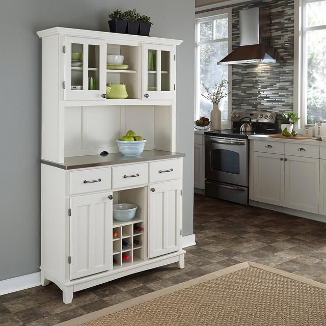 Home Styles Buffet of Buffets with Stainless Top and Hutch