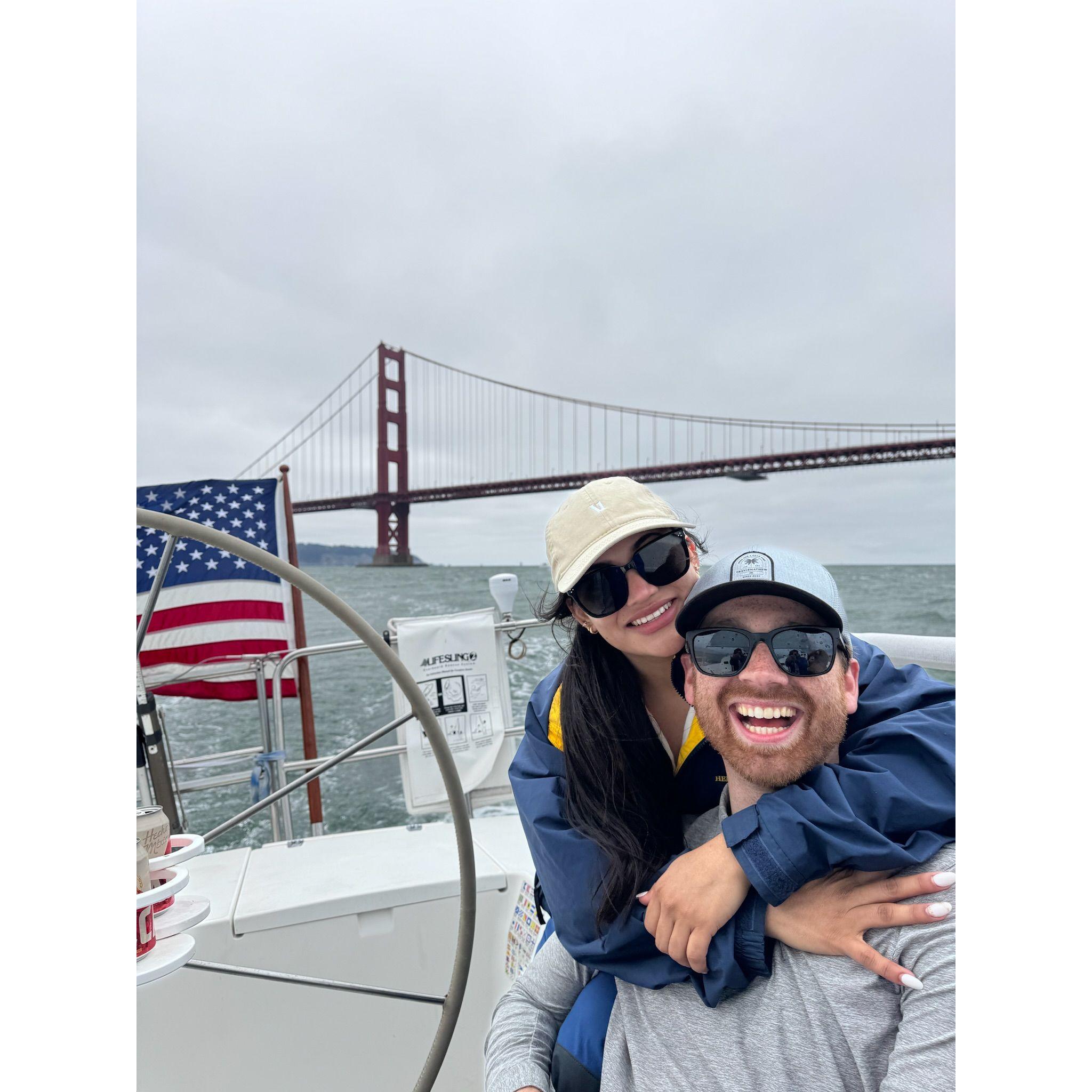 For Julia’s birthday, we went sailing with friends in the San Francisco Bay—and even jumped into the freezing water because Julia thought it’d be fun. Spoiler: she was right!