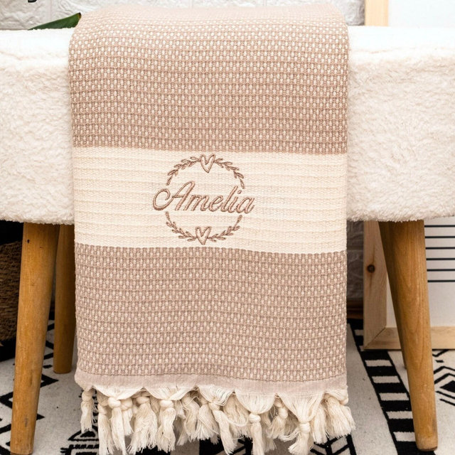 Cotton Anniversary Gift, Personalised Throw Blanket, Custom Wedding Gift, Mom Blanket