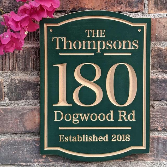 10.5"x 14" Vertical House Number Engraved Plaque, Custom Carved Sign, Personalized Address Plaque, Home Address and Family Name Plaque