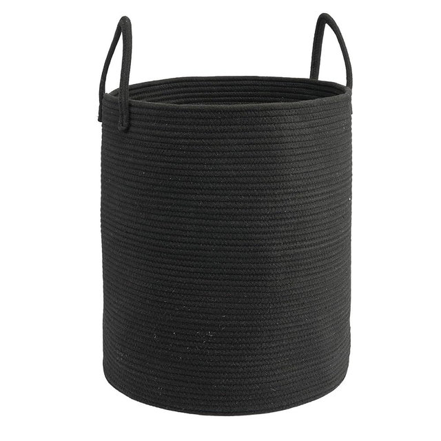 JUNBOLE Woven Cotton Rope Laundry basket-15”X20” Laundry Hamper-Rope Storage Basket for Dirty Clothes, Toys and Blankets Perfect for Bathroom, Baby nursery and Living Room Storage (black)