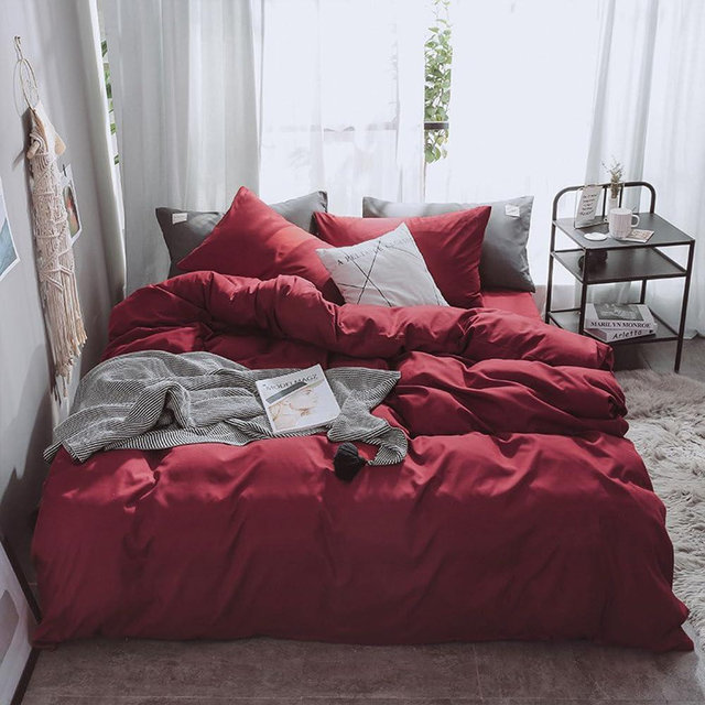 Pureant Burgundy Comforter Sets King Wine Red Bedding Comforters Cotton Solid Dark Color Quilts Cotton Women Girls Luxurious Plain Claret Red Comforter Soft Crimson Bed Noble Bordeaux Blankets