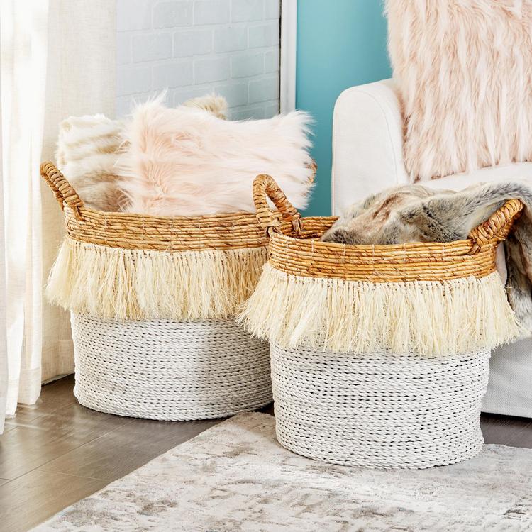 White basket for discount blankets