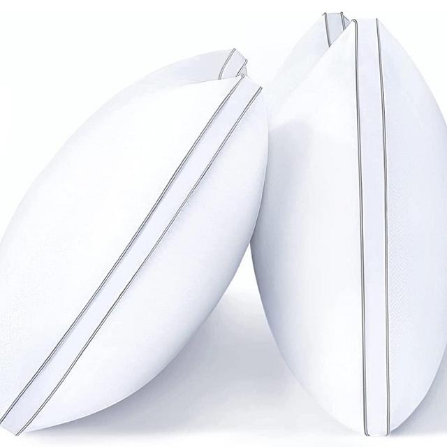 viewstar Pillows Queen Size Set of 2, Down Alternative Bed Pillows, Back Side Sleeper Pillow for Neck and Shoulder Support, Soft Fluffy Hotel Pillows with Gusset Design, Machine Washable, 19" x 28"