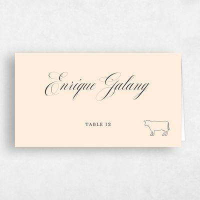 Buttercream, Beige Wedding Place Card - Azurite Beef