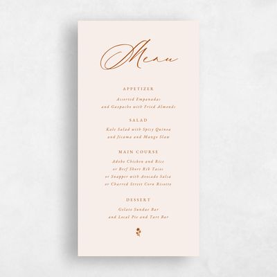 Dark Rust, Beige Wedding Menu - Kiruna