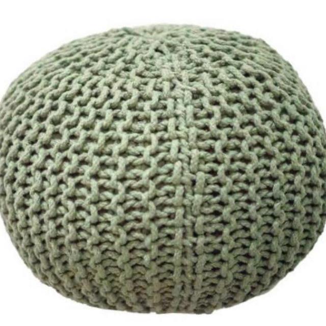 Lychee Cotton Round Pouf Ottoman