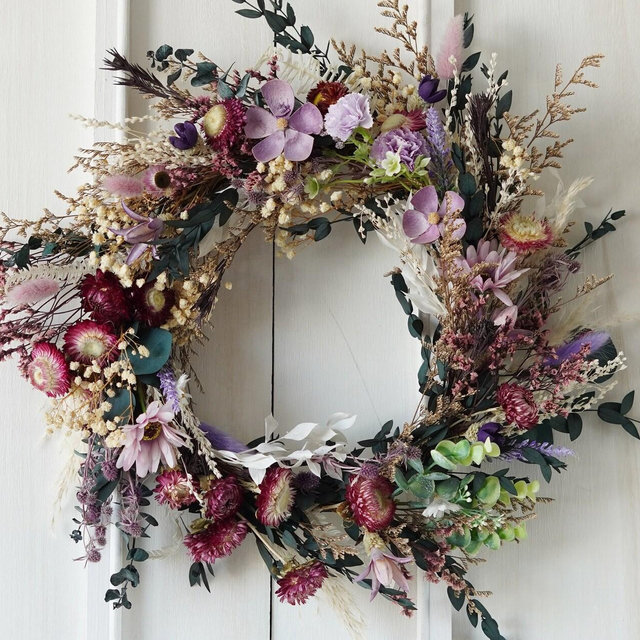 Dried flower Farmhouse Wreath, Year Round Wreath, Front Door Wreath, Wedding Wreath,decorative wreath