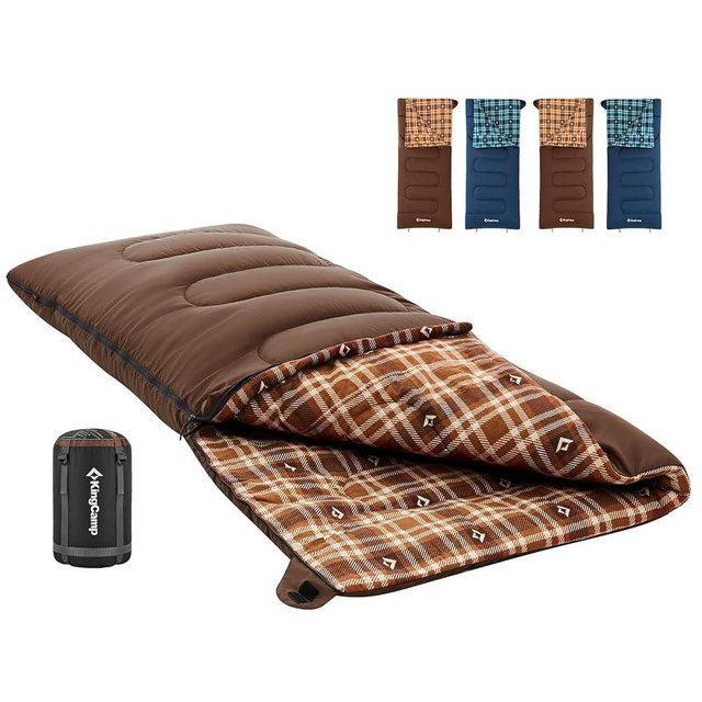 KingCamp Sleeping Bag for Adults, Cold Weather & Warm XL Big and Tall Flannel Sleeping Bags with Compression Sack Portable Waterproof Essentials Gear Accessories for Outdoor Camping