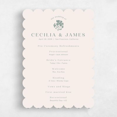 Green Scalloped Wedding Program - Tiburon