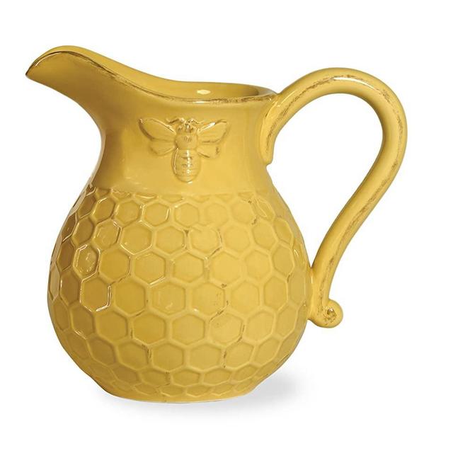 Boston International Embossed Ceramic Pitcher, 1-Piece, Honeycomb