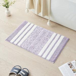 CozeCube Bath mats for Bathroom Non Slip, Fluffy Absorbent Microfiber Bath mat Washable, Aesthetic Bathroom Rugs, Large Purple Striped Bath mat, Lavender, 36" x 24"
