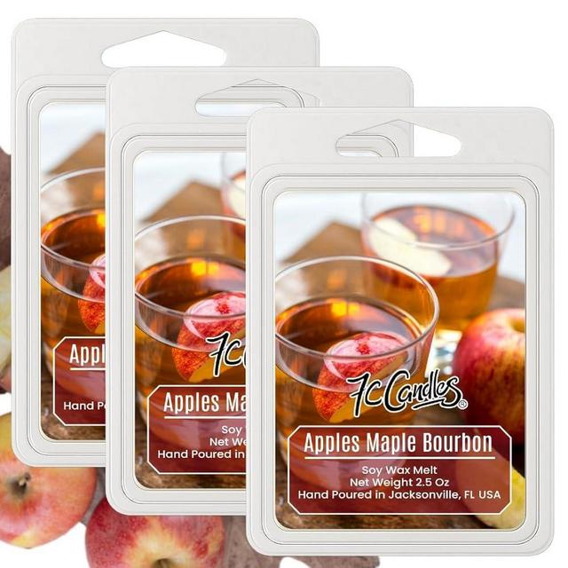 7C Candles Soy Wax Melts, Apple Maple Bourbon Scent, Phthalate-Free, Non-Toxic, Pet Safe, Long-Lasting Strong Fragrance, 2.5 oz Each, Hand-Poured in Small Batches, 3 Pack