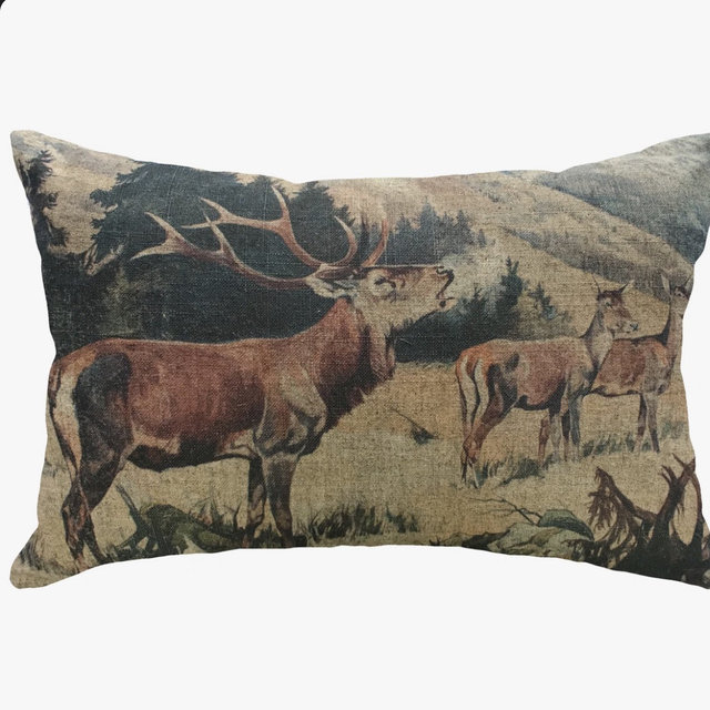 Deer Linen Lumbar Pillow