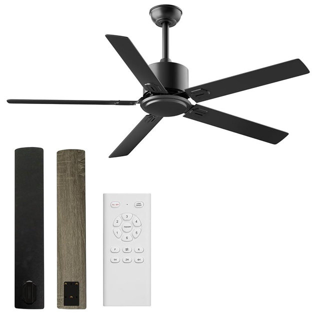 BECLOG Ceiling Fans With Remote 42 Inch Black Ceiling Fan No Light 6 Speeds Reversible Timing Noiseless Modern Ceiling Fan Without Lights For Bedroom Kitchen Indoor Outdoor (Black)