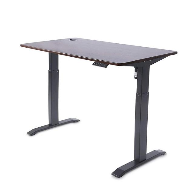 UNICOO - Electric Height Adjustable Standing Desk, Electric Standing Workstation Home Office Sit Stand Up Desk With 4 Pre-Set Memory Led Display Controller (Mahogany Top/Black Legs- Electric - KT1001)