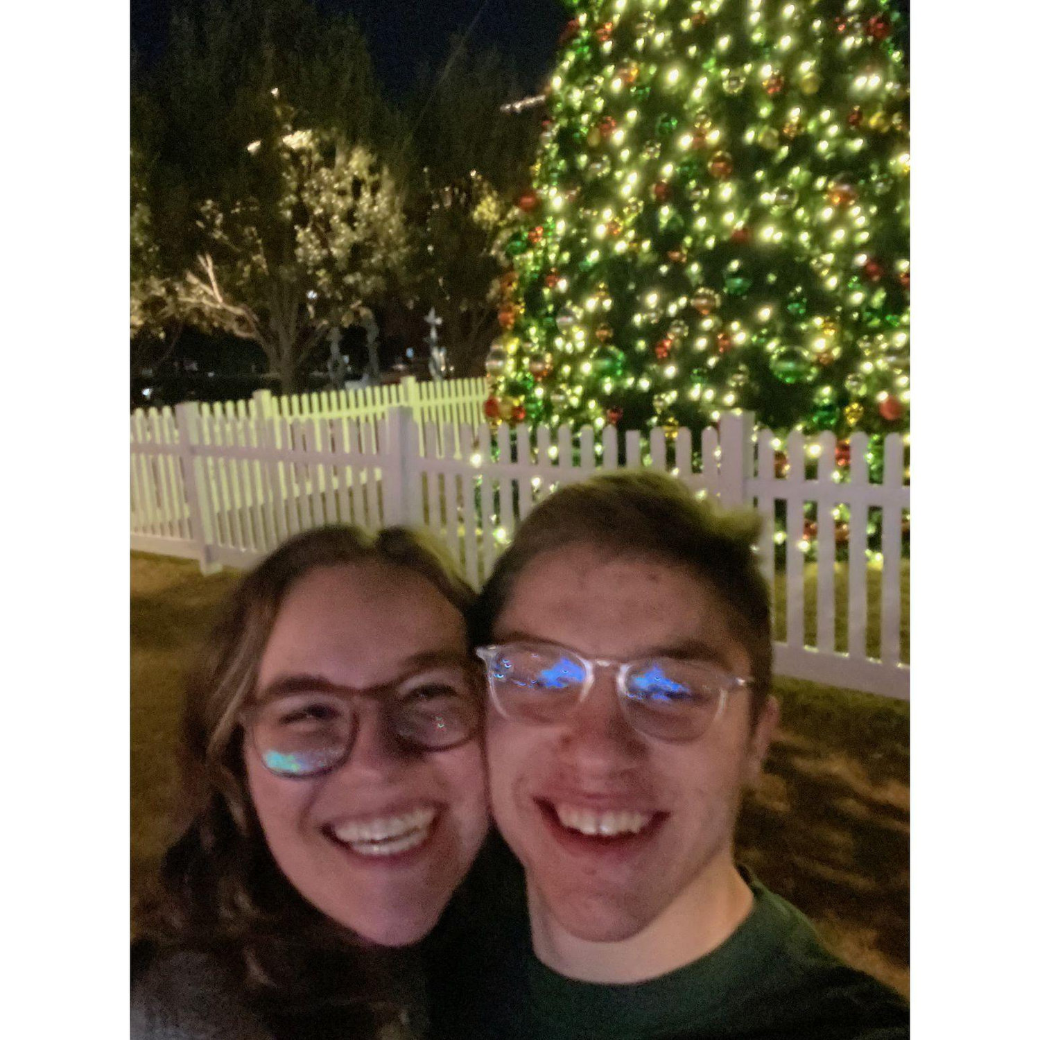 Our first date - Thai food and walking around the Christmas lights in Frisco Square