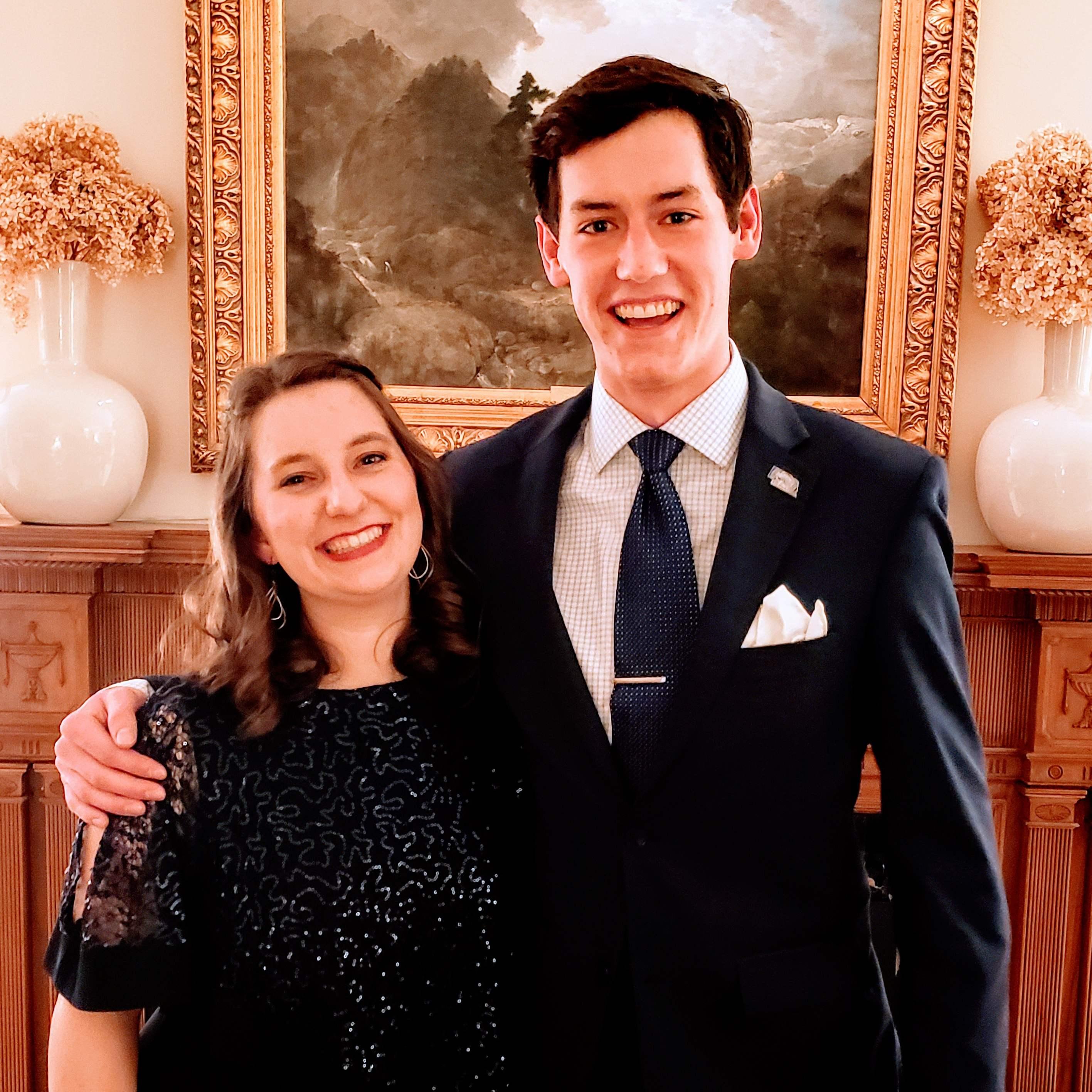Spencer asked Riley to join him at Dr. Arnn's reception just before being crowned the King of President's Ball.
