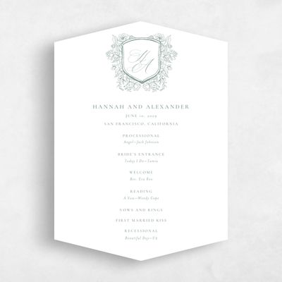 Green Diamond Wedding Program - Bella