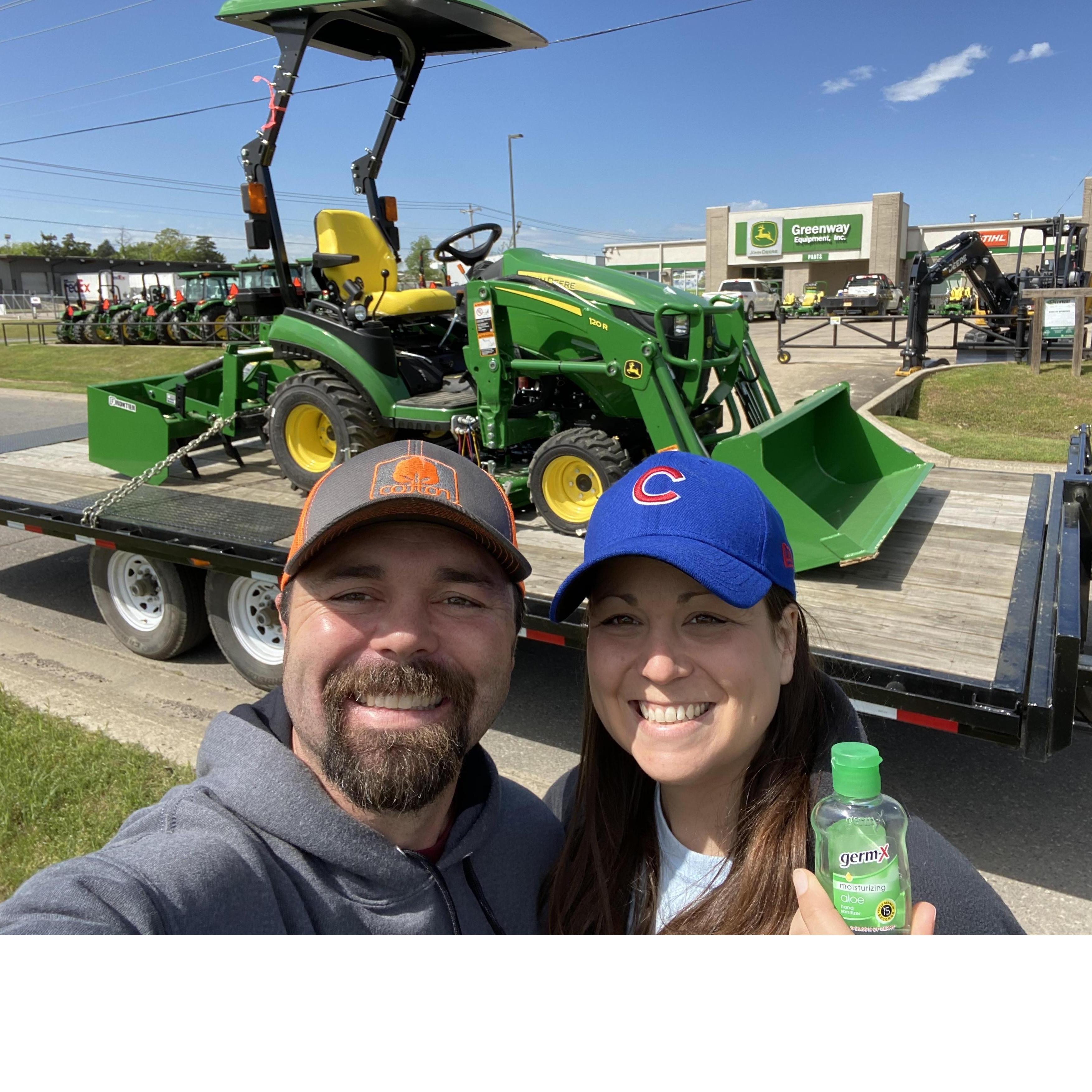 Our first tractor together...We call it the 1025-Rona. All you John Deere people will get that.