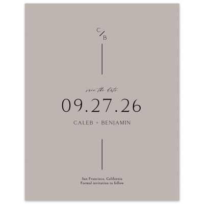 Greige, Grey Wedding Digital Save the Date - Merick Portrait