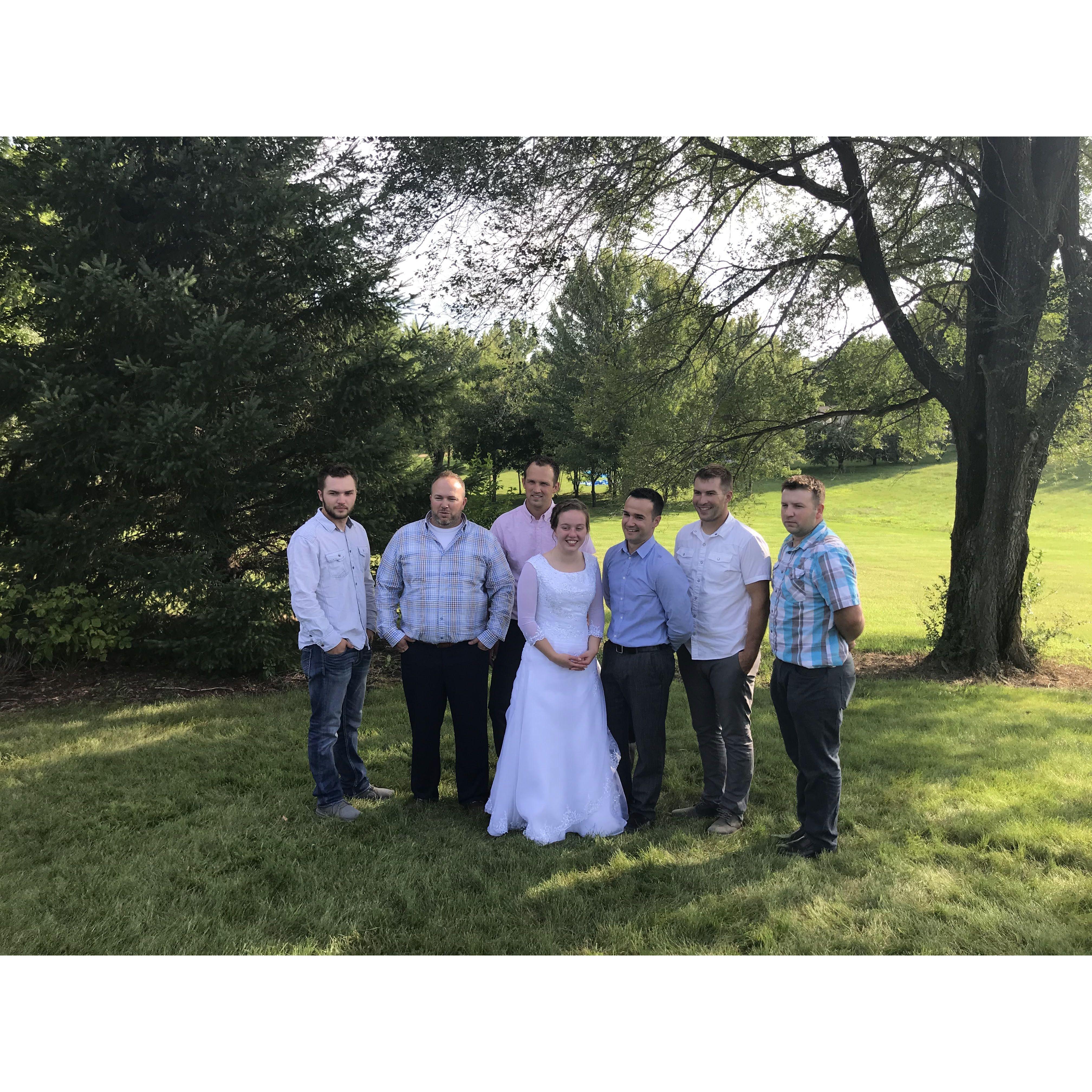 Spencers sister Sophie's wedding day! These are all 6 brothers 