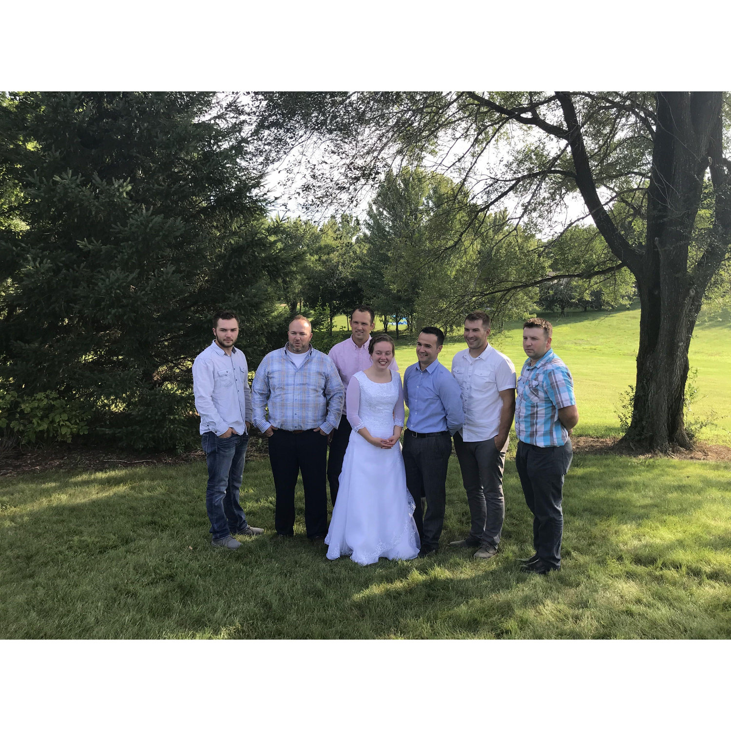 Spencers sister Sophie's wedding day! These are all 6 brothers 