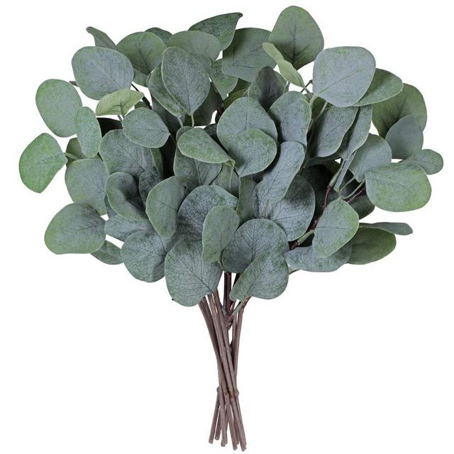 Supla 10 Pcs Fake Eucalyptus Leaves Stems Bulk Artificial Silver Dollar Eucalyptus Leaves Plant in Grey Green 11.8" Tall Wedding Greenery Artificial Greenery Holiday Greens Floral Arrangement
