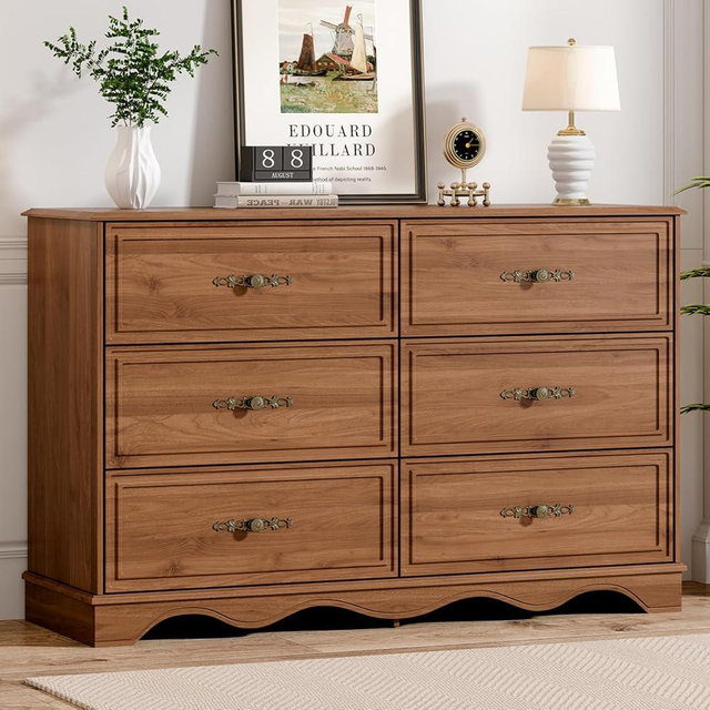 Chrangmay Modern Chest of Drawers with 6 Drawers,Deep Drawers,Clothes Organizer,Large Storage Cabinet for Living Room, Bedroom,Hallway,with Anti-Tipping Device,Brown