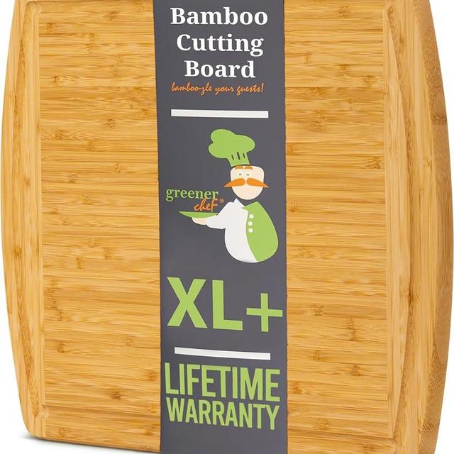GREENER CHEF 20 Inch XL+ Extra Large Bamboo Cutting Boards for Kitchen, Stove Top Butcher Block, Extra Large Wooden Carving Board for Meat, Veggies, Charcuterie Board with Deep Juice Grooves