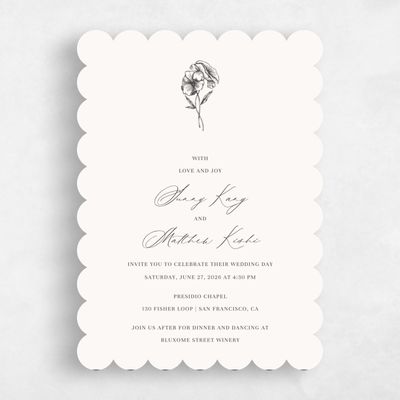 Beige Scalloped Wedding Invitation - Lyra Portrait