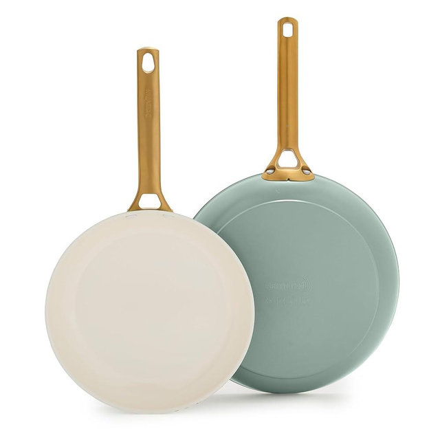 GreenPan Nonstick Reserve Pro 10” & 12” Frying Pan Set, NSF Certified Ceramic, Hard Anodized PFAS-Free Skillets, Stainless Steel Handles, Oven & Dishwasher Safe, Moss Green