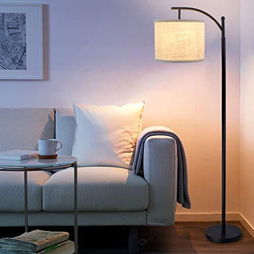 DLLT Bedroom Led Floor Lamp, 8W Industrial Arc Floor Lamp with Hanging Lamp Shade, Tall Standing Modern Floor lamp Reading for Living Room, Office, Study Room, Hotel with E26 Bulb-Warm