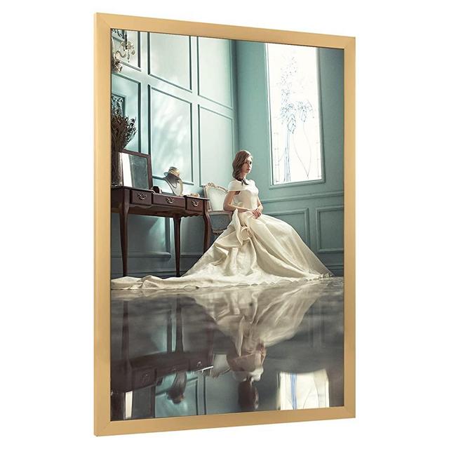 Gold Big Poster Picture Frame 16x24, Large Family Portrait Landscape Memorial Picture Photo Plexiglass Wood Frame Museum Concert Wedding Vertical Horizontal Wall Hanging Poster Frame Gift 1 Pack