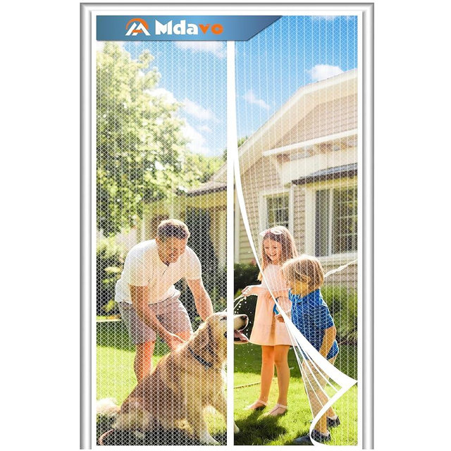 Magnetic Screen Door，Screen Door Mesh，Keep Bugs Out, Heavy-Duty Mesh Curtain,Pet and Kid Friendly, Works with Front Doors, Sliding Doors（38x82 Inch White
