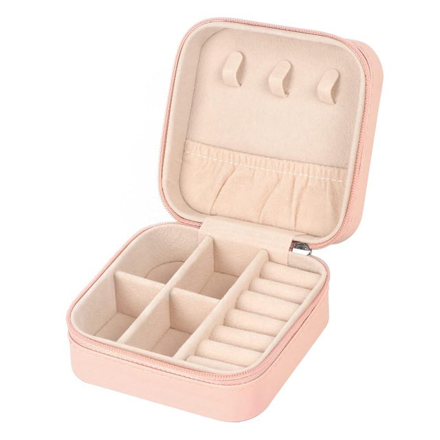MFXIP Travel Jewelry Case Small Jewelry Box Jewelry Organizer Storage Case Portable PU Leather Mini Jewelry Travel Case for Girls Womens Earring, Necklace, Rings,Bracelets (S 1, Pink)