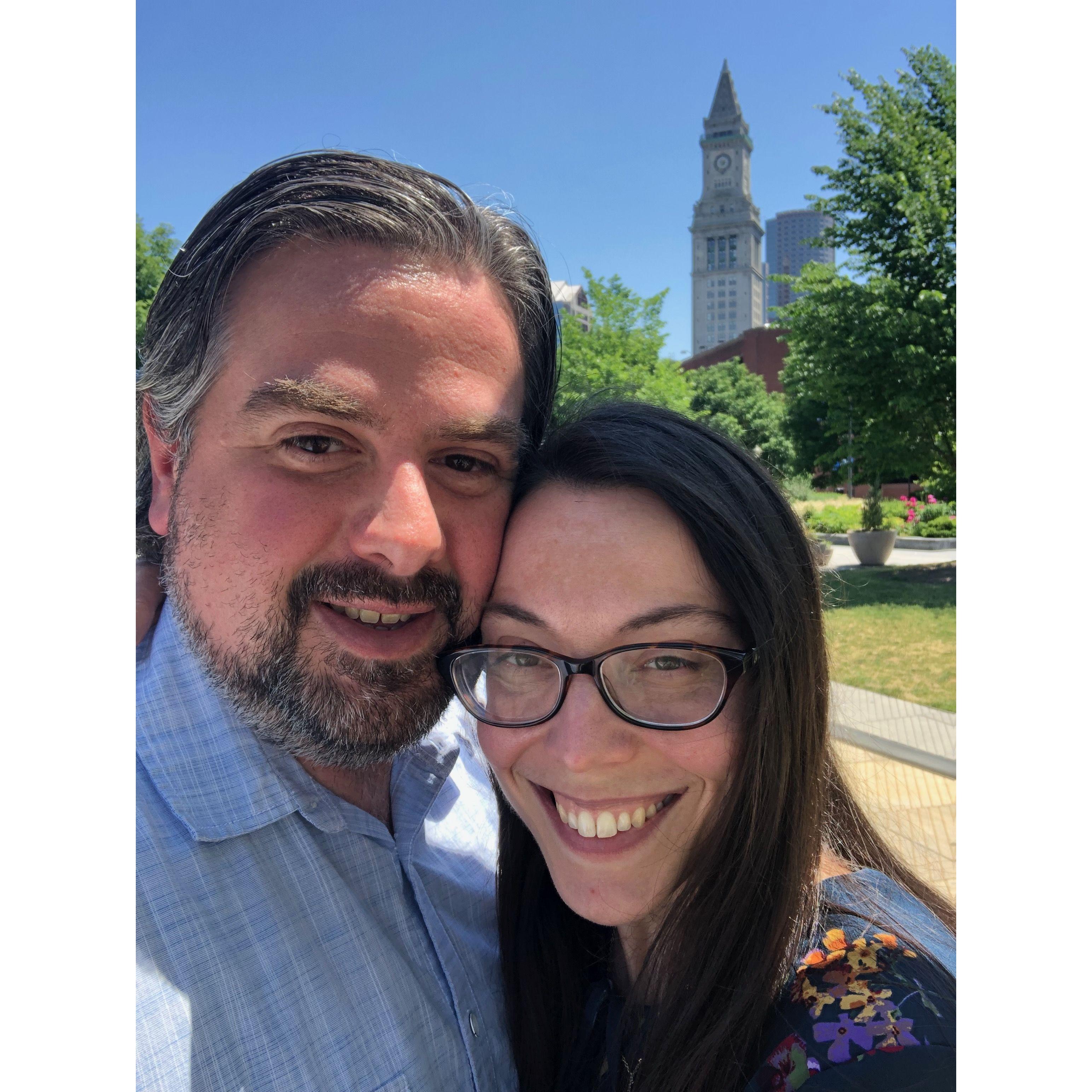 There's no place like home. A long awaited visit back to Boston after several years of Covid. Alex's favorite building is in the background.