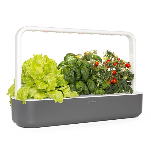 Click and Grow Smart Garden 9 Indoor Home Garden (Includes 3 Mini Tomato, 3 Basil and 3 Green Lettuce Plant pods), Gray