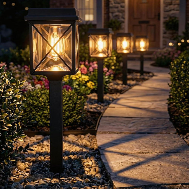 XMCOSY+ Solar Lights Outdoor Waterproof, 6 Pack Adjustable Brightness Solar Pathway Lights, 3-in-1 Landscape Light for Yard Backyard Driveway Walkway Landscape Path (Warm/Cool White)