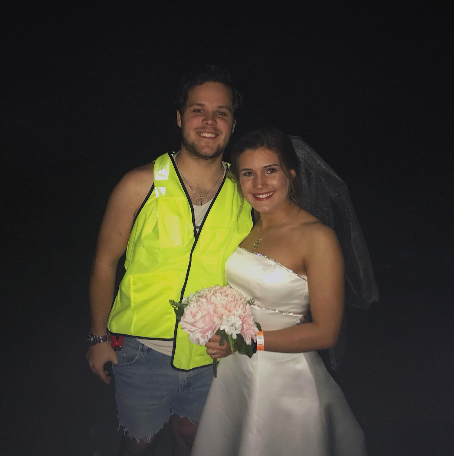 Abbie’s last date party- Barbie themed. Construction Ken and wedding Barbie