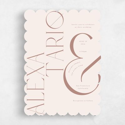 Brown Scalloped Wedding Invitation - Gothenburg Portrait