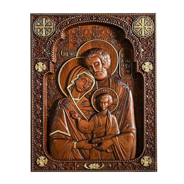 bgcarpenter Holy Family Wall Decor Handmade Wooden Nativity of Jesus Wall Plaque Religious Art Sculpture for Home Decor Christmas Gift - 14 Inch